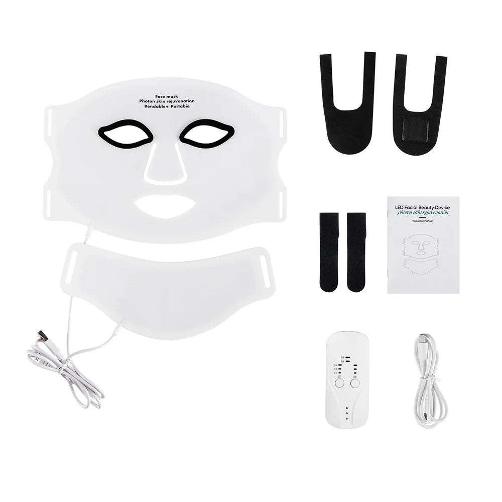 Masque LED visage et cou en silicone, luminothérapie 7 couleurs — en situation d'utilisation