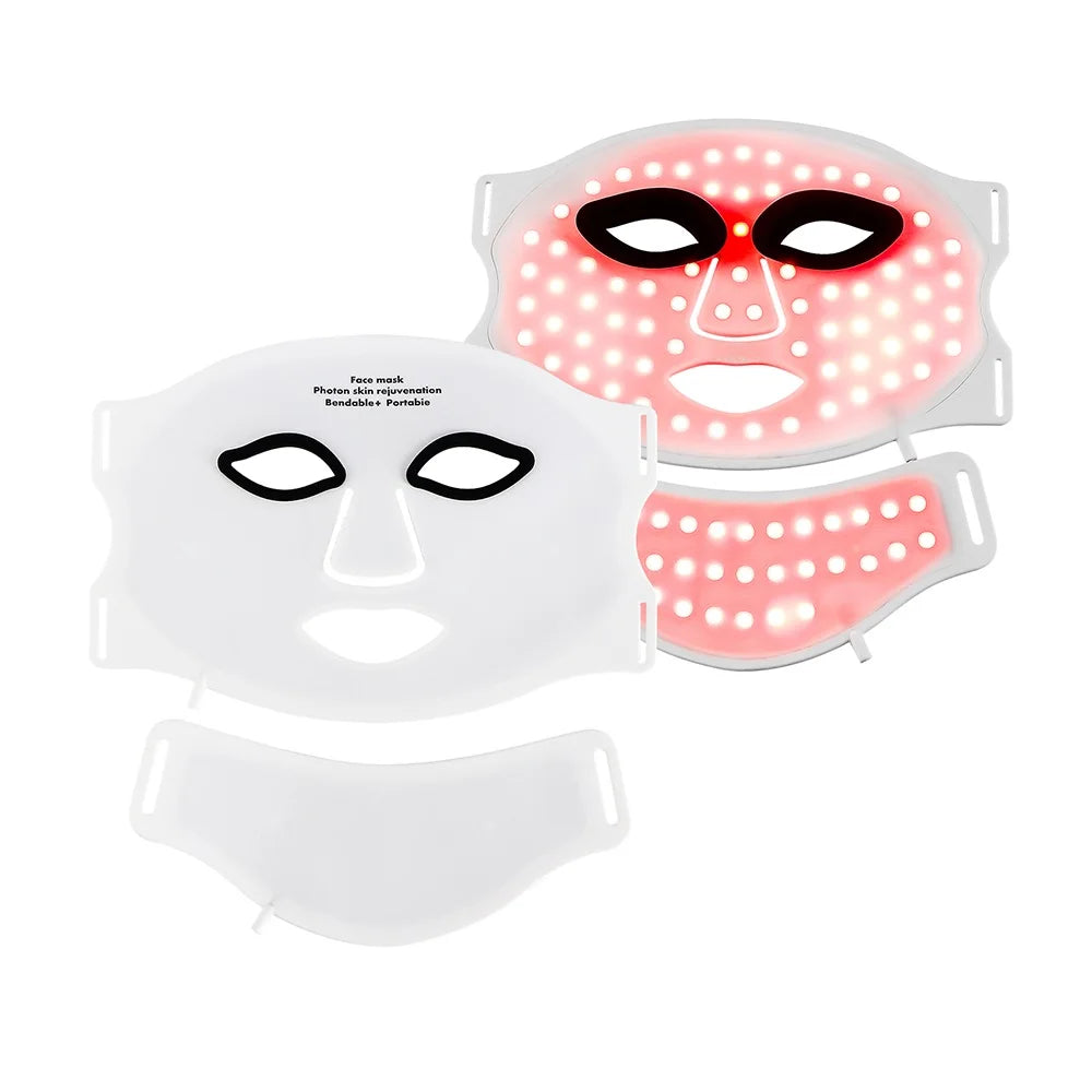 Masque LED visage et cou en silicone, luminothérapie 7 couleurs — coloris disponibles