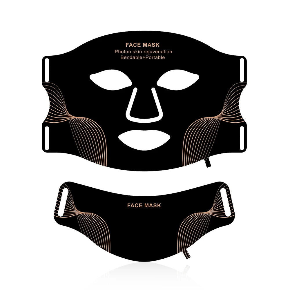 Masque LED visage et cou en silicone, luminothérapie 7 couleurs — autre angle