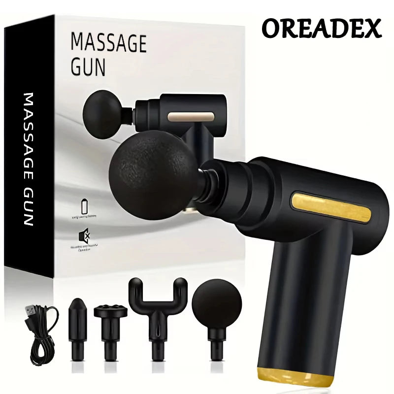 Pistolet de massage à percussion avec 4 têtes interchangeables — autre angle